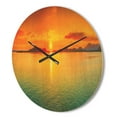 thumbnail image 3 of Designart 'Panorama Yellow Sunset ' Modern Wood Wall Clock, 3 of 5