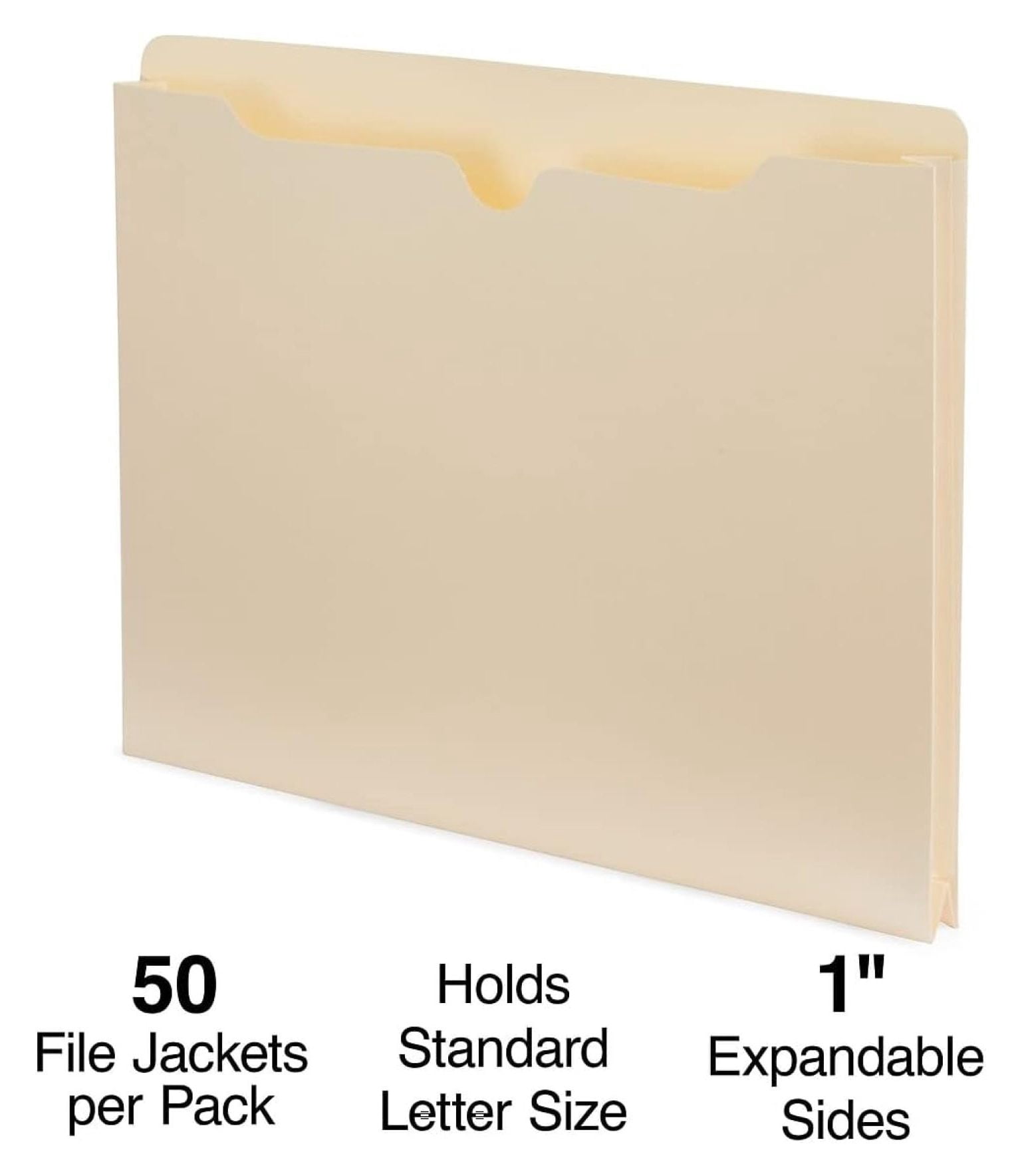 File Folders 1 Inch Expandable, Letter Size Manila Folders 50 Pack - Home, Office & School Document Organizer, Reinforced Tabs for Easy Labeling, Project & Record Keeping