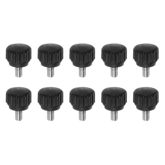 Uxcell 10 Pieces Knurled Clamping Knobs M4 x 6mm Metric Thread 304 Stainless Steel 13mm Matte Head Thumb Screws Black