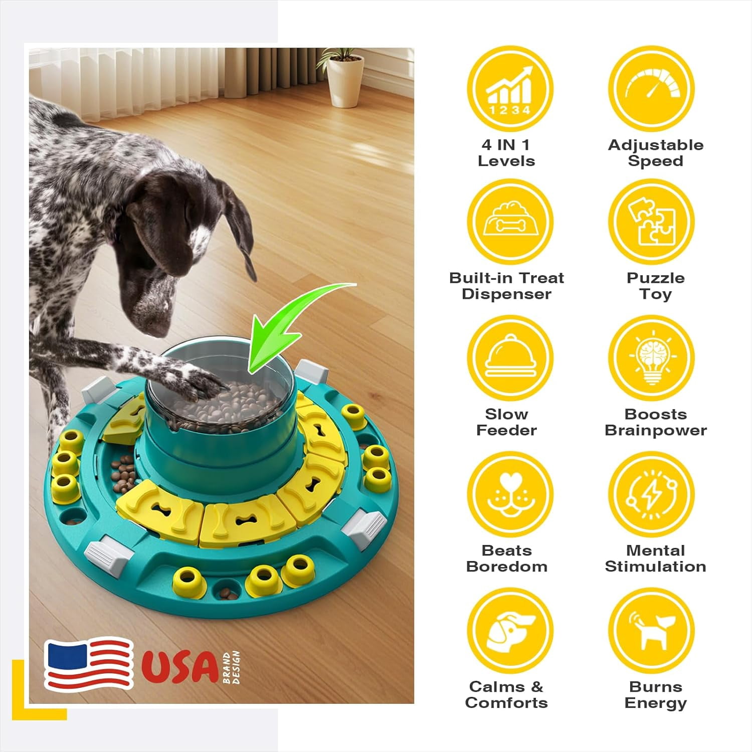 KADTC Dog Puzzle Toy, XL Size, 4 Levels of Step-by-Step Challenge, Push-to-Release Treat Dispenser, Beginner to Advanced, Slow Feeder & Mental Stimulation for Smart Dogs Enrichment Toys