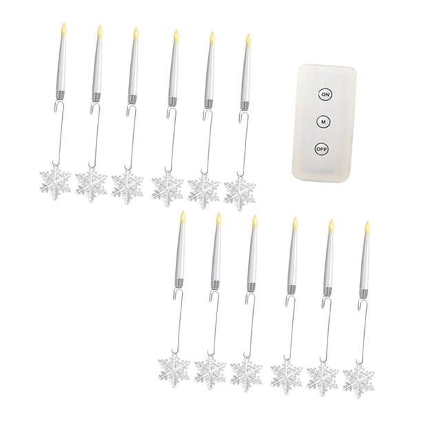 Velas Navideñas LED Sin Llama Candelabros Decorativos de Batería con Control Remoto Y Colgante Luz Cálida para Ventanas Y Ambientes Interiores Adecuad copo de nieve