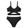thumbnail image 6 of Mceream Girls' 2 Piece Ditsy Floral Print Knot Front Ruched Triangle Bikini Swimsuit High Waisted V Neck Adjustable Spaghetti Straps Bathing Suit 5-16 Years, 6 of 9