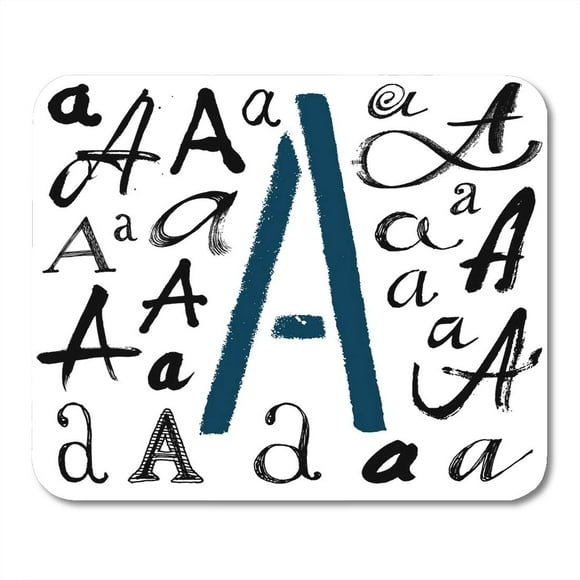 POGLIP Paint Black Stroke Alphabet Letters of The Written with Brush Spots and Blotches ABC Script Mousepad Mouse Pad Mouse Mat 9x10 inch