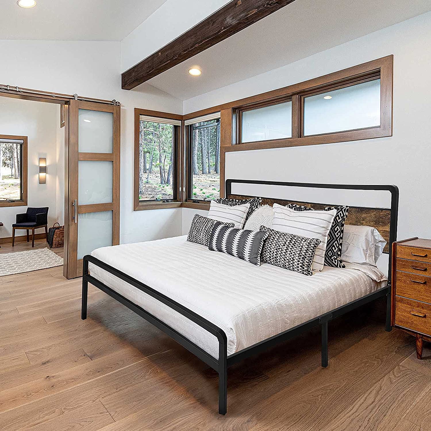 JOM King Size Bed Frame with Headboard, Storage, No Box Spring Needed, Heavy Duty Metal & Wood Platform, Black - Walmart.com JOM King Size Bed Frame with Headboard, Storage, No Box Spring Needed, Heavy Duty Metal & Wood Platform, Black - Walmart.com