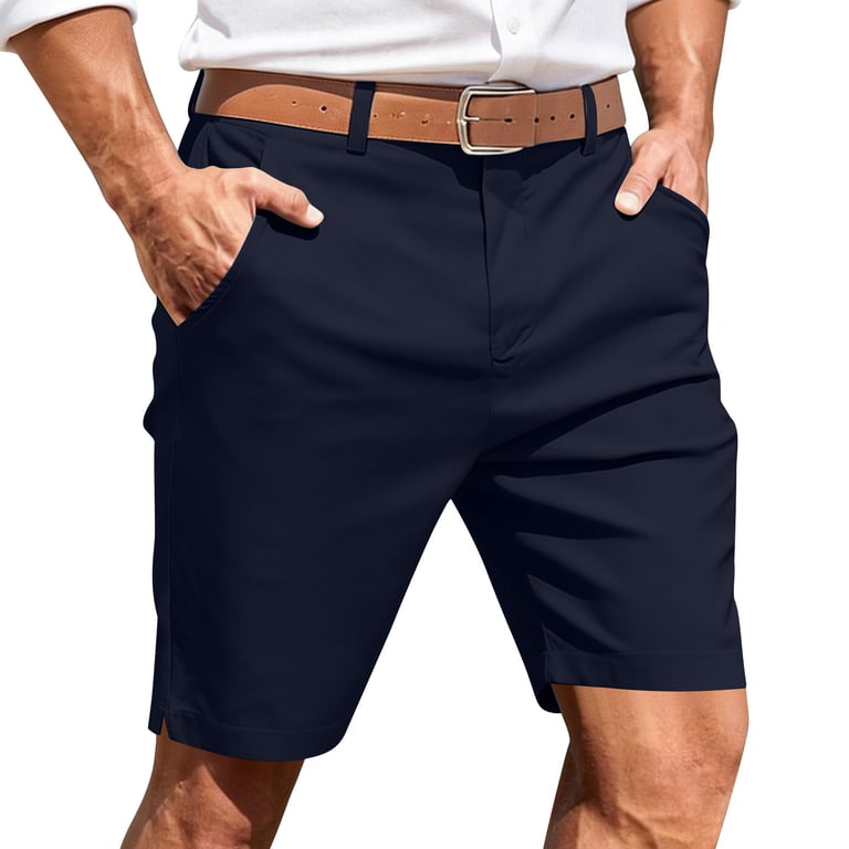XUNKUSGA Mens Shorts Stretch Chino Slim Fit Shorts for Men Classic Soild  Color Pull-On Golf Shorts Lightweight Flat Front Casual Mens Dress ...