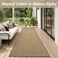 thumbnail image 3 of SIXHOME Outdoor Runner 2'x8' Modern Bordered Indoor Outdoor Runner Rugs Polypropylene Washable Non Shedding, Easy Clean, Waterproof, Durable Outdoor Carpet for Porch Balcony Deck Neutral Brown, 3 of 7