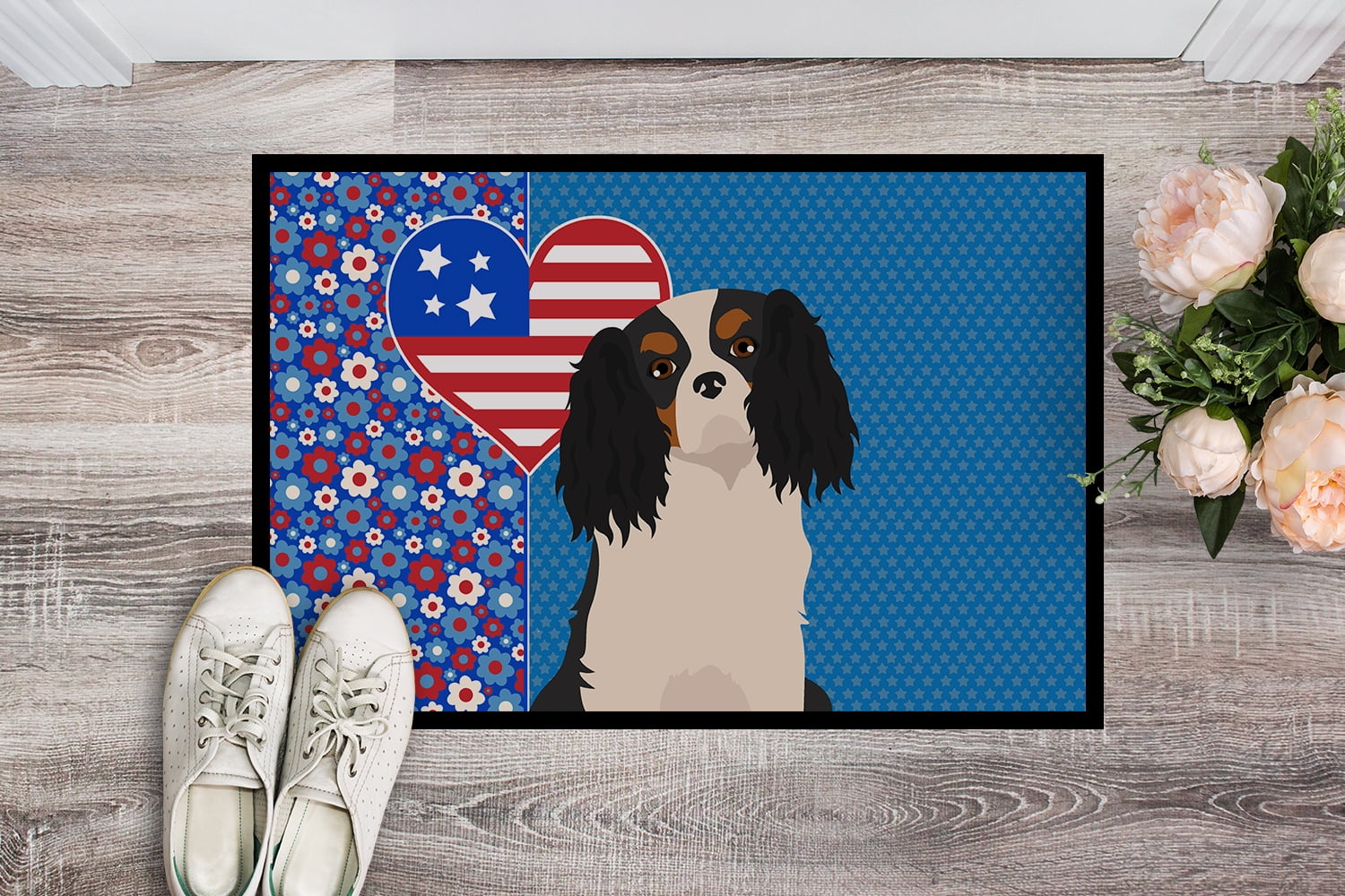Tricolor Cavalier Spaniel Indoor or Outdoor Mat 24x36 36 in x 24 in