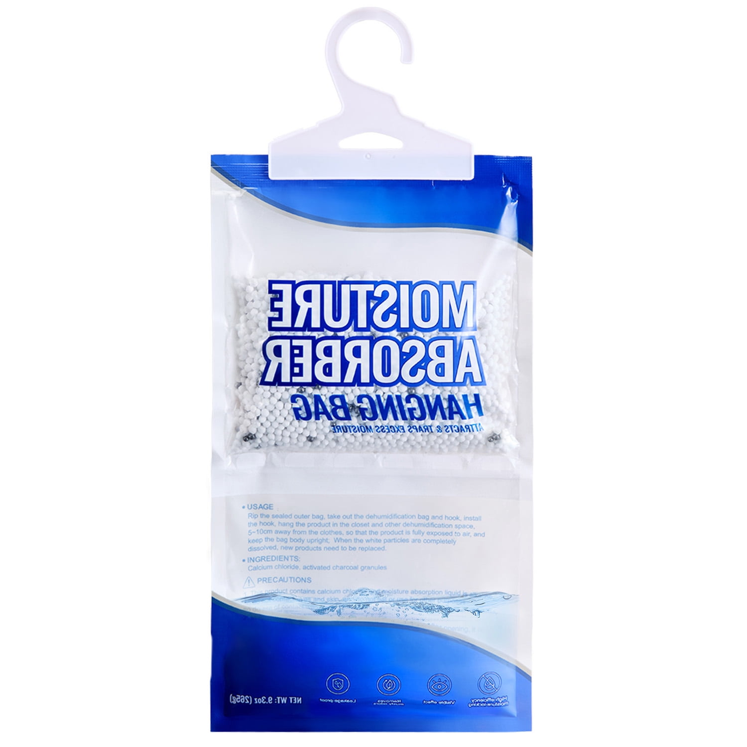 KFFKFF Closet Dehumidifier, 9.3 oz Moisture Absorbing Hanging Bags(10 Packs), Scentless Moisture Removers for Bedrooms, Bathrooms, and Wardrobes