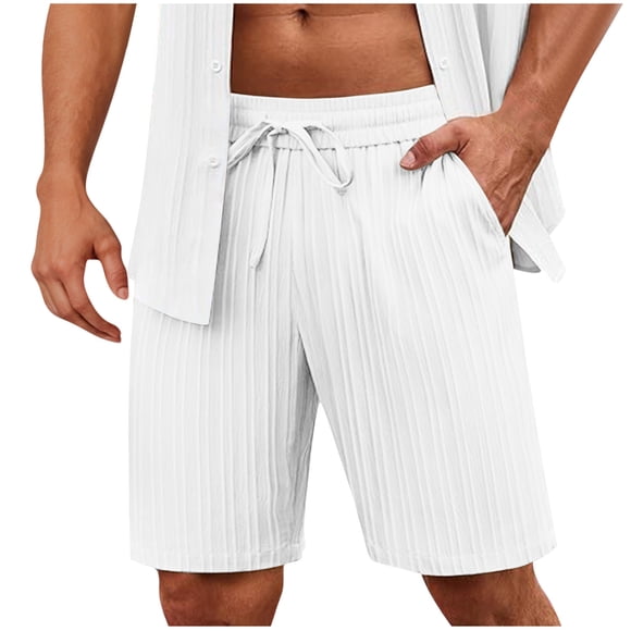 LOVZFMLL Men's Casual Shorts Summer Beach Vocation Wear Loose Comfy Breathable Lounge Outdoor Shorts Elastic Waist Pockets White M