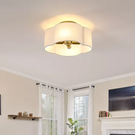

Goeco Gold Modern 4 Light Recessed 36cm Ceiling Light With fabric Shade Living Room