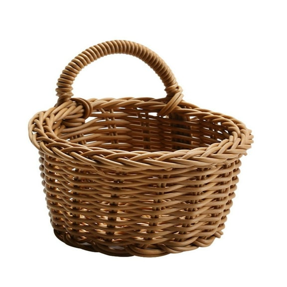 WE-POLUJ Rustics Handwoven Hanging Basket with Handle for Bathroom and Kitchen Supplies