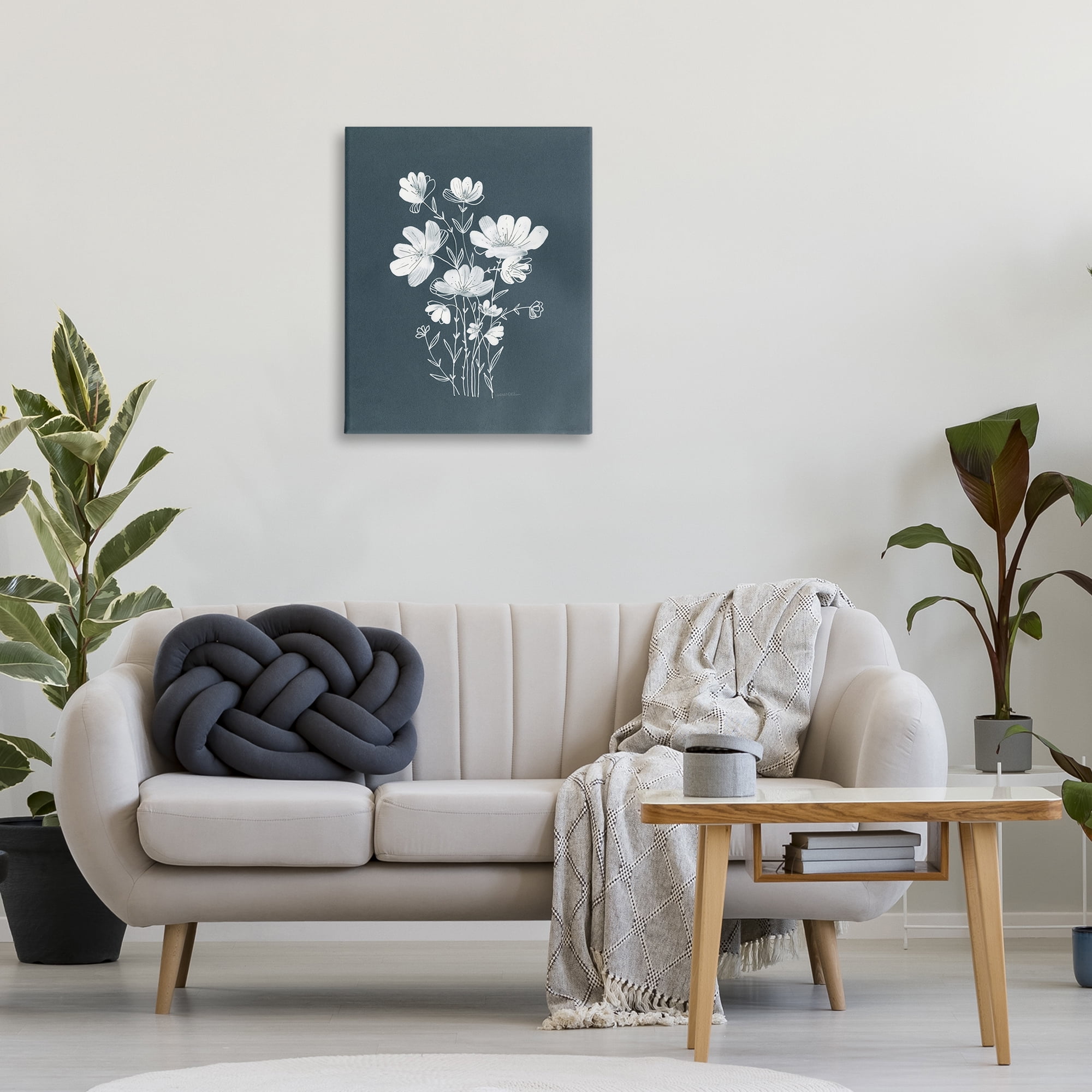 Stupell Industries White Simple Florals Plants & Flowers Painting Wrapped Canvas Art Print Wall Art, 24 x 30