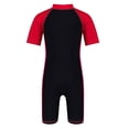 thumbnail image 2 of YONGHS Kids Boys One Piece Swimsuit Short Sleeve Rash Guard Zipper Bathing Suit Swimwear Red&Black 16, 2 of 3