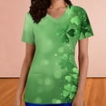 thumbnail image 4 of Gamivast St Patricks Day Scrubs for Women Plus Size Shamrocks Printed V Neck Short Sleeve Scrub with Pockets Loose Fitted Tunic T Shirts St Patricks Outfits, 4 of 6