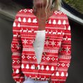 thumbnail image 2 of WTOBBY Women's Fashion Christmas Print Long Sleeve Knitted Cardigan Button Jacket, Festive and Cozy Holiday Sweater with Button Front for Winter Style,Deep Red L, 2 of 6