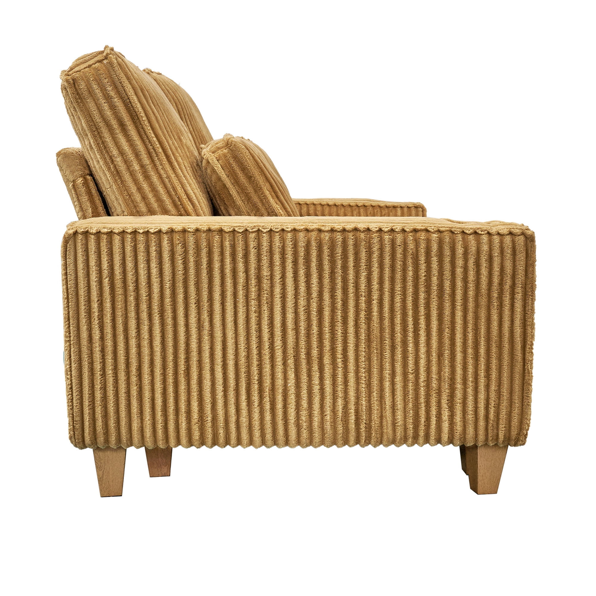 Aukfa 3 Piece Sofa Set - 71" Deep Seat Couch Loveseat Couch w/ Cup Holders&Pillows, Solid Wood Legs, Mustard
