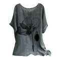 thumbnail image 1 of Babysbule Liquidation Hauts pour Femmes Mode T-shirt Blouse d'Été pour Femmes à Col Rond à Manches Courtes Imprimé Décontracté, 1 of 5