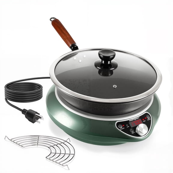 Abangdun Induction Cooktop,1700W/85V~120V Induction Burner Portable Electric Wok,13-inch Carbon Steel Wok Included