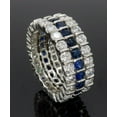 thumbnail image 3 of HeartsAndYou 4ct Natural Sapphire Diamond Wed Band 3 Row Eternity Style 14k SOLID White Gold, 3 of 9