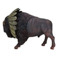 thumbnail image 5 of Bison Buffalo With Indian Chieftain Roach Headdress Decorative Figurine 12"L, 5 of 8