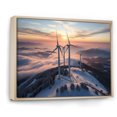 thumbnail image 2 of Designart "Mountain Sunset Wind Turbines View IV" Architecture Framed Wall Art - Industrial Yellow Wind Turbines Entryway Framed Wall Art, 2 of 6