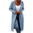thumbnail image 2 of Sakmal Warm Cardigan Sweaters Women Plus Size Open Front Soft Tunic Hoodie Blue Long Sweater Coat, 2 of 6