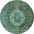 thumbnail image 1 of Ahgly Company Indoor Round Medallion Turquoise Blue Traditional Area Rugs, 6' Round, 1 of 4