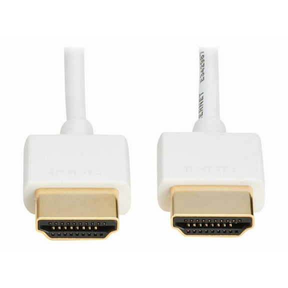 Eaton Tripp Lite Series Slim High-Speed HDMI Cable with Ethernet and Digital Video with Audio, UHD 4K 60 Hz (M/M), White, 3 ft. (0.9 m) - 3 ft HDMI A/V Cable for Audio/Video Device, Digital Signage...