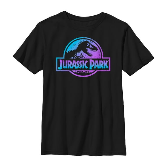 Boy's Jurassic Park Ombre Fade Logo Graphic Tee Black X Small