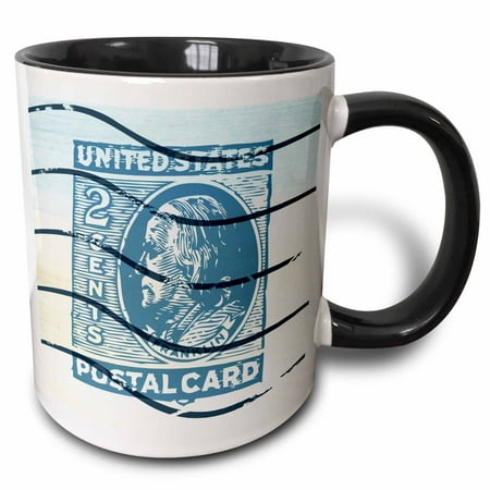 1910 Postage - 3dRose United States Postage Stamp vintage art - Two Tone Black Mug, 11-ounce