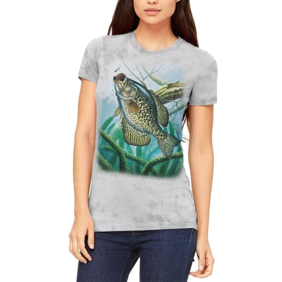Action Crappie Fishing Juniors Soft T Shirt Soft Green Triblend X-LG