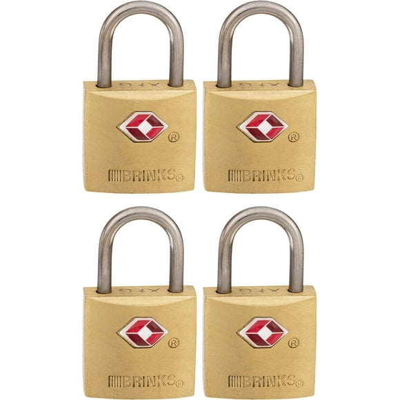 shiyou-- 22mm TSA Approved Solid Brass Keyed Travel Padlock, 4-Pack - Chrome Plated with Hardened Steel Shackle, TSA Approved Lock for Travel and Inspection