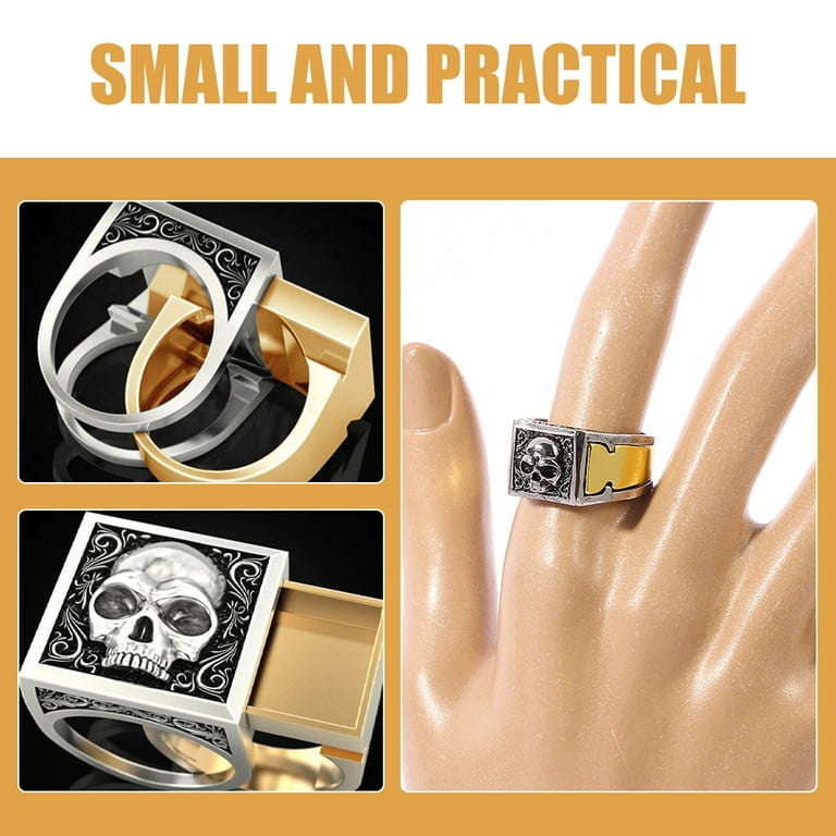 Skull Ring Secret Compartment Women Rings Punk Jewelry Gothic Gift for Friends Men s Finger and Man Walmart