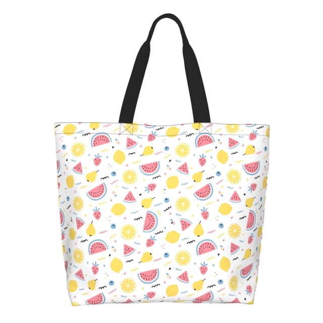 Fotbe Tropical Fruit Bolsa Tote Estética de Lona con Estampado para Mujer - Bolsa Reutilizable de Hombro Casual para Vacaciones, Compras, Trabajo y Gimnasio