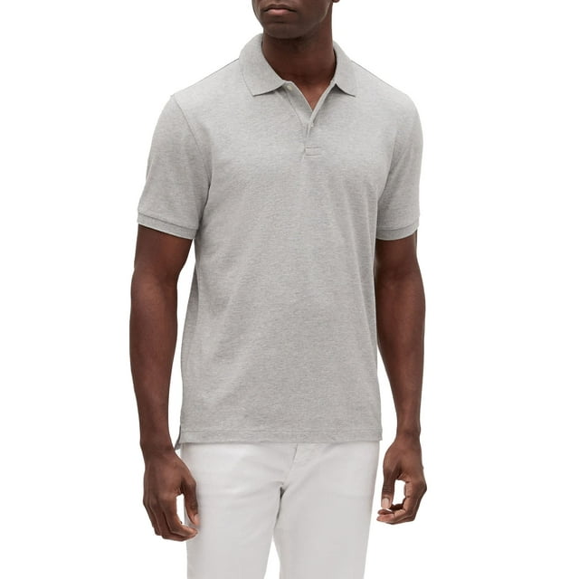 Polo Hombre GAP de Piqué Stretch Color Gris Claro Jaspeado