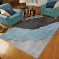 thumbnail image 3 of Navy Blue Gold Marble Area Rugs, Modern Mid-Century Black Gray Bedroom Rug, Soft Low Pile Easy Clean Breathable Indoor Rug for Floor Hallway Study Room Living Room, 4x5ft, 3 of 7