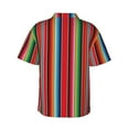 thumbnail image 3 of Balery Mexican Serape Blanket Stripes Print Men's Hawaiian Shirts Short Sleeve Beach Shirt Relaxed Fit Vacation Button Down Shirts-, 3 of 9