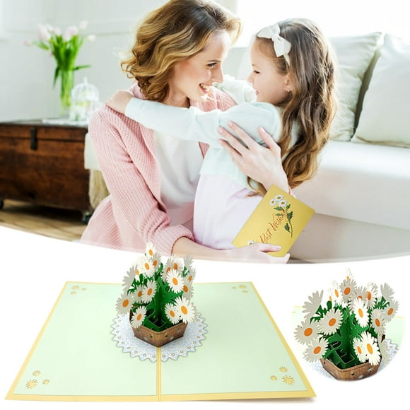 Dvkptbk Cards Greeting 3D Papier Bouquet de Fleurs Cadeau de Carte de Voeux pour la Meilleure Amie de la Patronne, les Parents de la Mère d'Anniversaire Invitation Cards sur l'Autorisation