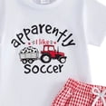 thumbnail image 4 of KPOPLK Baby Boy Summer Clothes Infant Toddler Outfit Letter Graphic Print Short Sleeve T-Shirt Tops and Casual Shorts Set Size 3-4 Years,Watermelon Red, 4 of 4