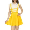 thumbnail image 5 of MODA NOVA Junior's Party Costume Elastic Waist Cut Out A Line Mini Suspender Skirt Yellow S, 5 of 5