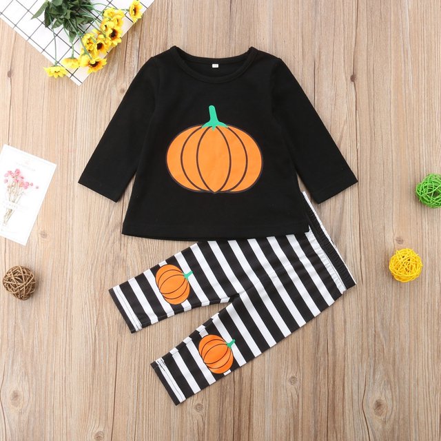 Ensemble de Tenues 2PCS Bébé Bébé Halloween Tenues T-Shirt + Pantalon Rayé
