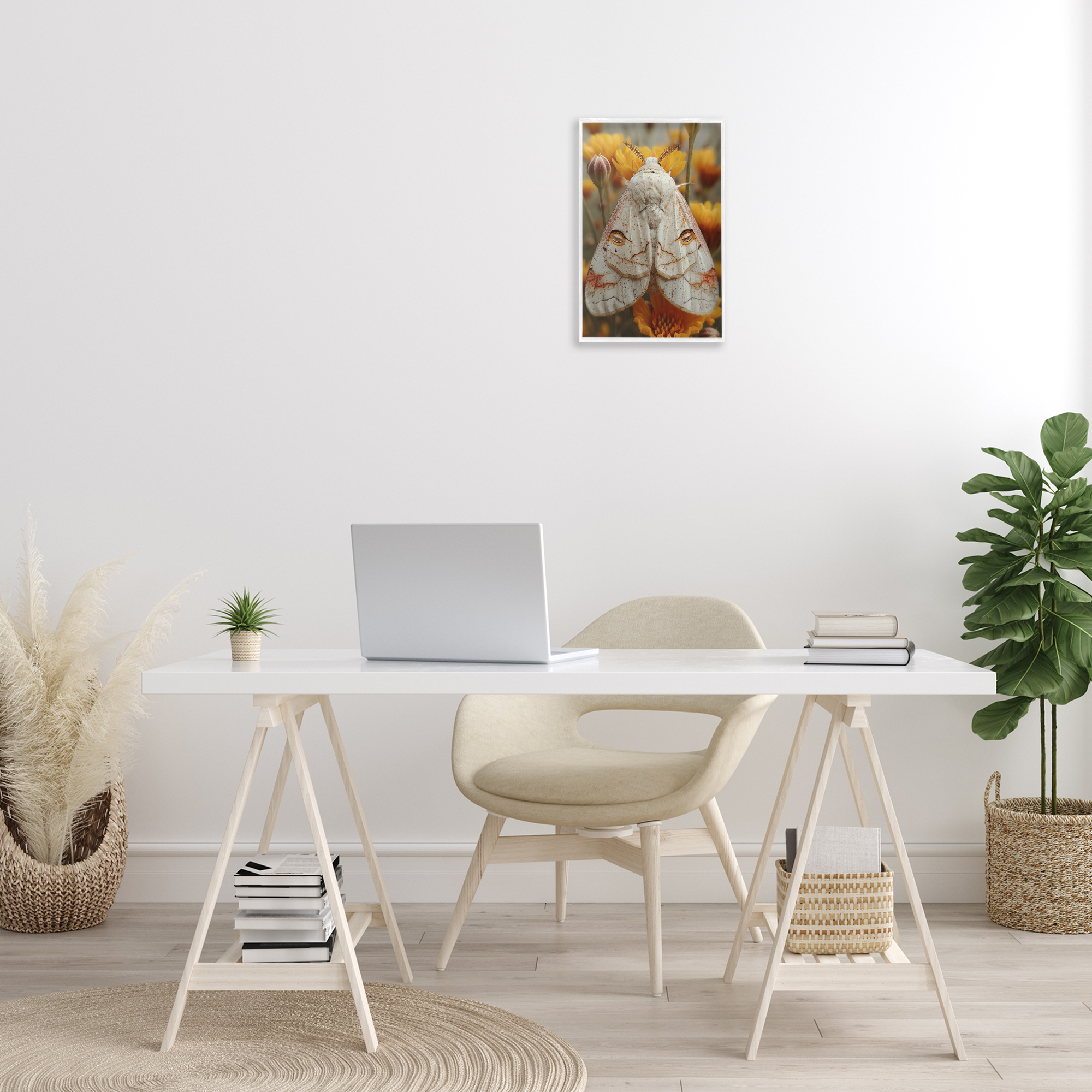 Stupell Industries Delicate Luna Moth Animals & Insects Painting White Framed Art Print Wall Art, 12 x 18