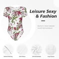 thumbnail image 6 of Haiem Lilies Flowers Women's Crew Neck Short Sleeve Bodysuit Tops Stretchy Slim Basic-X-Large, 6 of 9