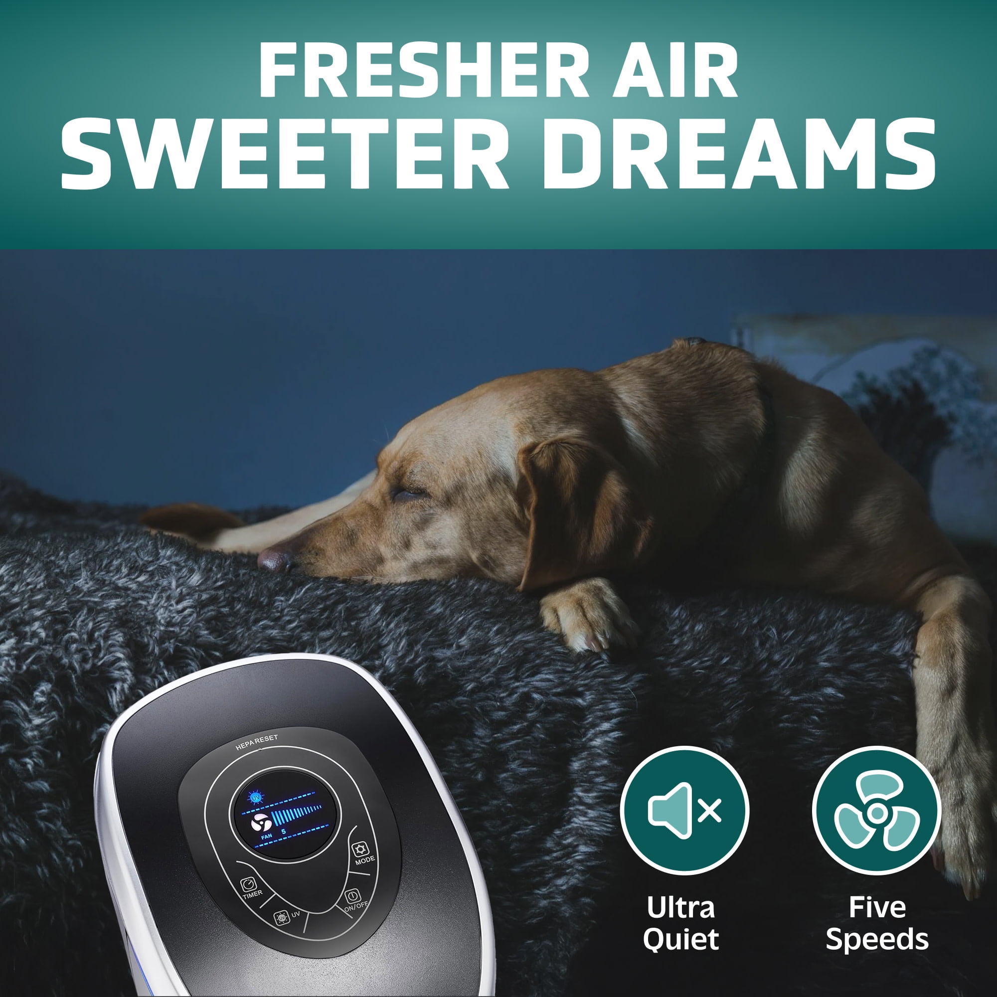 GermGuardian Air Purifier with HEPA Pet Pure Filter, UV-C, Removes Pet Dander, 915 Sq. ft, AC5250PT