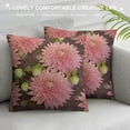 thumbnail image 3 of Floral Throw Pillow Cushion Case, Top View Illustration of Blossoming Chrysanthemums, Decorative Square Accent Pillow Cover, Pink Blush, 3 of 5