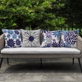 thumbnail image 2 of KWLET Square Outdoor Throw Pillow Cover Blue Daisy Pattern Waterproof Linen for Sofa Patio Set of 4 18"x18", 2 of 7