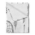 thumbnail image 2 of Arrow Soft Flannel Fleece Throw Blanket, Anthique Dreamcatchers Feathers and Arrows Design Western, Cozy Plush for Indoor and Outdoor Use, 50" x 70", Black White, by Ambesonne, 2 of 5