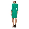 thumbnail image 2 of DKNY Womens Green Zippered Ruched 3/4 Sleeve Boat Neck Above The Knee Wear To Work Sheath Dress 2, 2 of 4