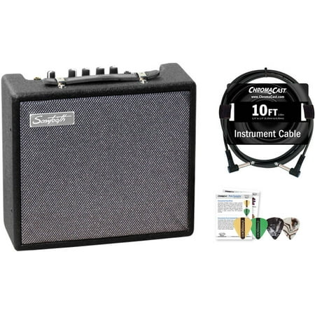 - Sawtooth 10-Watt Electric Guitar Amplifier with ChromaCast Pro Series Instrument Cable and Pick Sampler