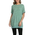 thumbnail image 2 of Innerwin T-Shirt Manches Courtes Hauts pour Femmes Col Rond Ample Vert TG, 2 of 5